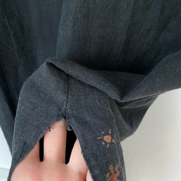 Itzyu Linen Maxi Dress Black with Print - Picture 6 of 6